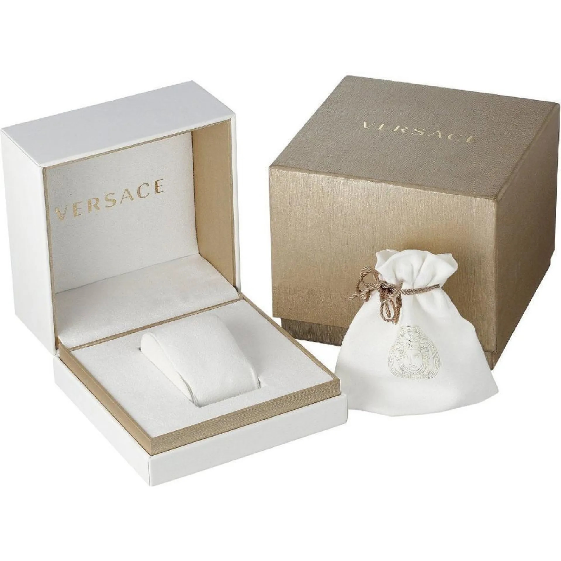 VERSACE Revive White M.O.P. Dial 35mm Two Tone Gold Stainless Steel Bracelet VAI050016 - 